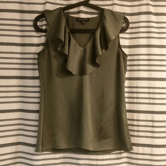 Banana Republic Tops - Banana Republic Satin Ruffle Neck Blouse